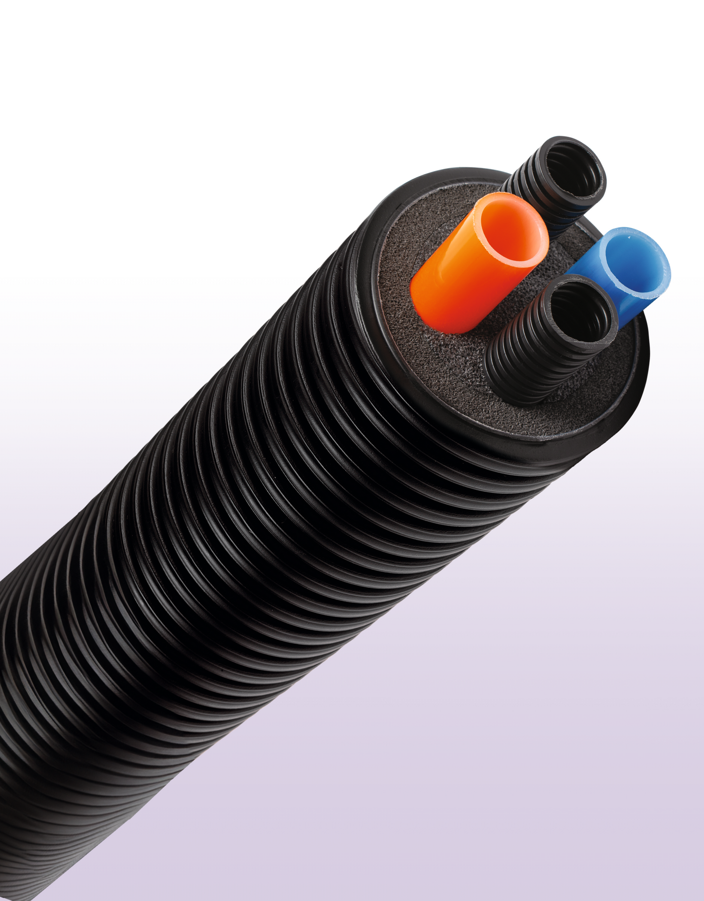 Pre-insulated pipe to carry water and electric cables for heat pumps